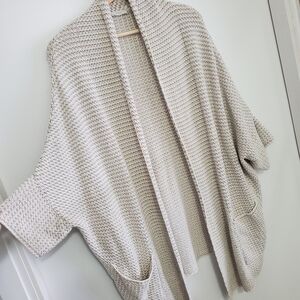 Riani Medium Oversized Open Cardigan Knitted Grey White Kimono Flowy Boxy Luxury